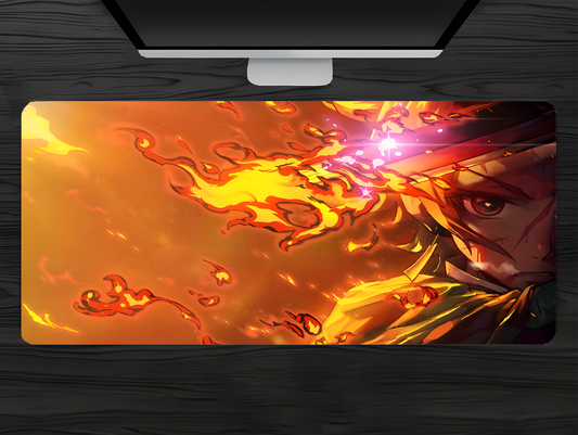 Tanjiro Flaming Sword Mousepad