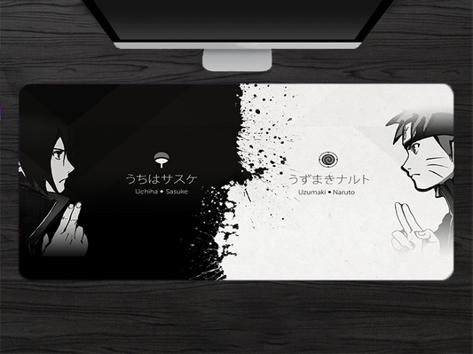 Naruto and Sasuke Black and White Mousepad