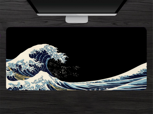 Great Wave Black Background Mousepad