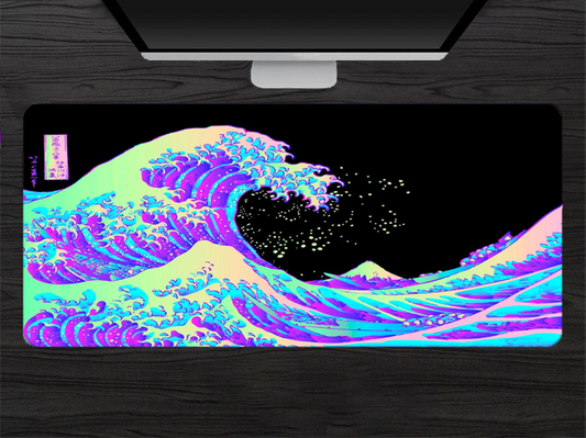 Great Wave Neon Inverse Mousepad